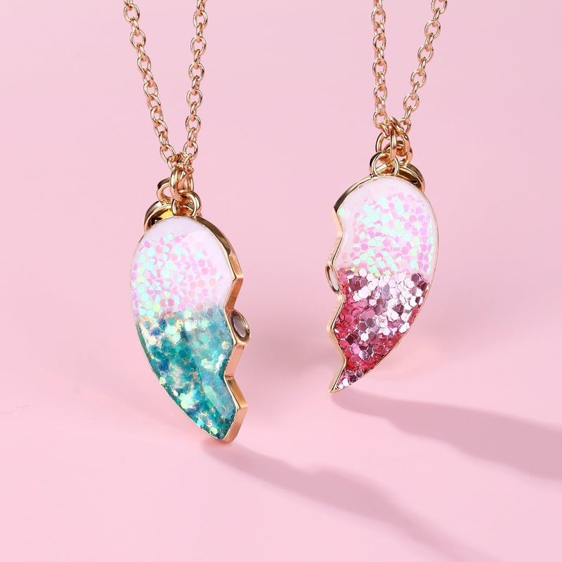 Lezmoii Friendship Necklace Best Friend Necklace Matching Magnetic Unicorn Mermaid BFF Necklace for 2 Girls Friendship Gifts - Image 5